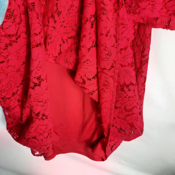 Lane Bryant Women's Lace Dress Bell Sleeve Red Plus Size 16W Zip Back Keyhole - Picture 5 of 9